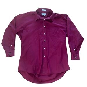 Vintage Christian Dior Collared Maroon Cotton Button Up Shirt